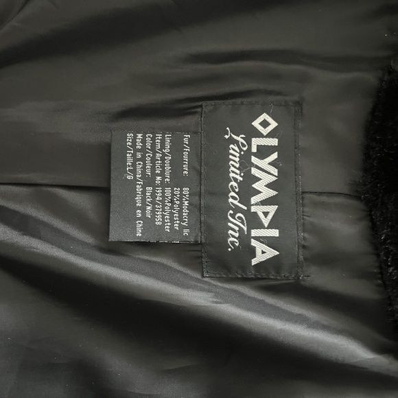 Vintage Black Faux Fur Jacket Large - Picture 6 of 6